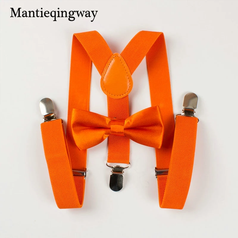 Mantieqingway для мальчиков и девочек, подтяжки для детей, регулируемые эластичные подтяжки с 3 зажимами на спине, Детские подтяжки, комплект с галстуком-бабочкой на подтяжках для свадьбы