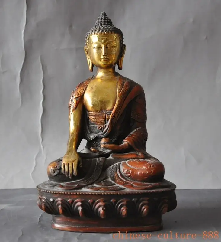 

christmas old chinese buddhism bronze gilt sakyamuni Shakyamuni Medicine Buddha statue halloween