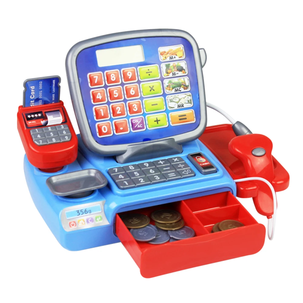 Кассовый аппарат со сканером весы электронная развивающая игрушка многофункциональная игровая игрушка для детей настоящий калькулятор игрушки P15