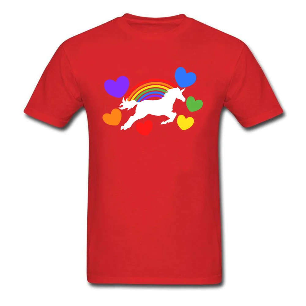 Unicorn Lover Printed On Autumn Pure Cotton Round Collar Mens Tops Shirt Printed Clothing Shirt Classic Short Sleeve T Shirts Unicorn Lover red