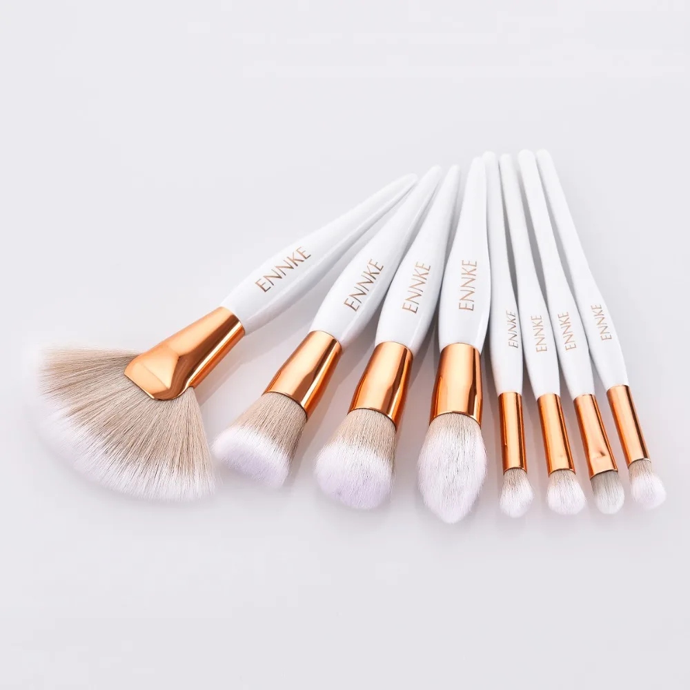 

ENNKE 8 Pcs/Set Brand Makeup Brushes Fan Powder Foundation Cosmetic Tools Concealer Highlighter Eyebrow Flat Brushes