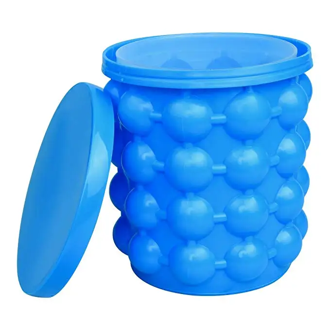 Силиконовые лотки для льда, формы для льда, ведро для льда, экономия пространства, ледяной шар, портативный силиконовый кубик для льда - Цвет: Blue