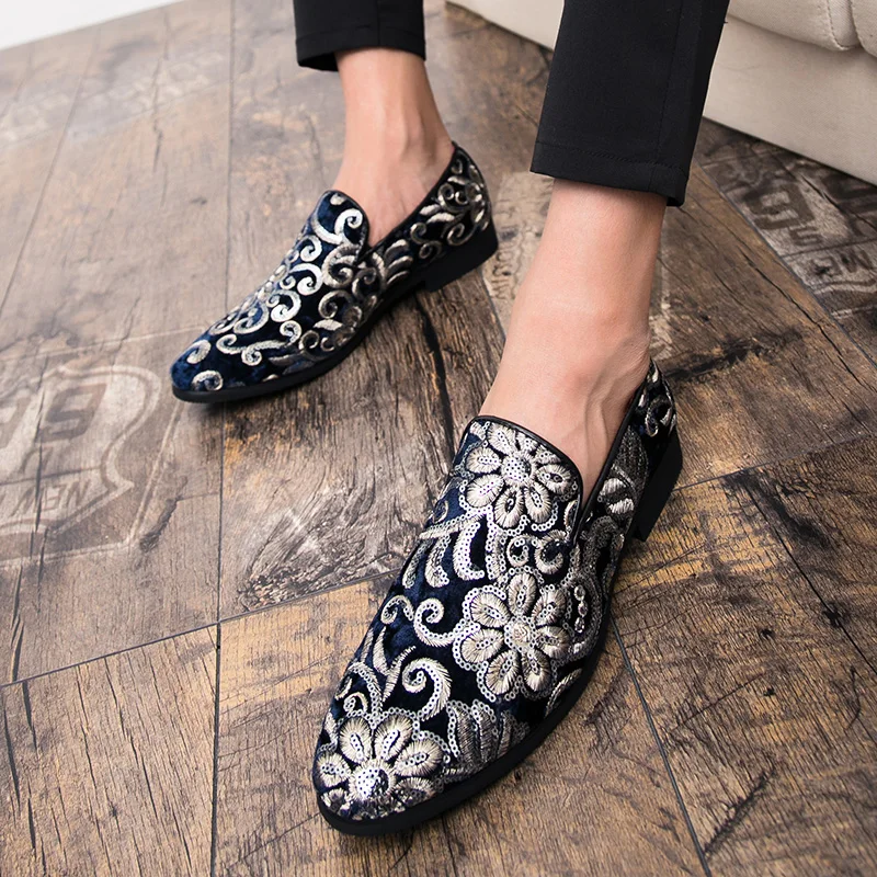 designer flowers men shoes luxury brand italian floral slip on ballroom dance male footwear wedding evening dress oxford shoes (14)