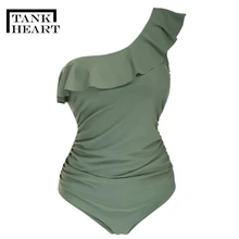 Цельные костюмы, цельный купальный костюм размера плюс, одежда для плавания, купальный костюм, женский Монокини, купальные костюмы, боди на одно плечо, сексуальный купальный костюм