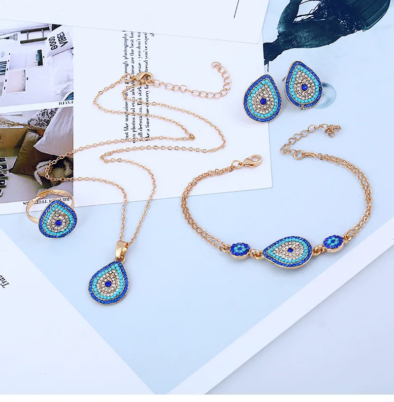 5pcs/set jewelry necklace bracelet drops Turkey blue eye jewelry set