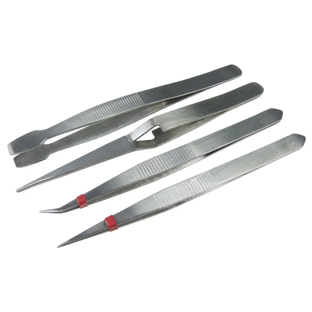 

4pc Tweezers Set DIY Crafts Modelling Soldering Trade Work Tool Pliers DIY