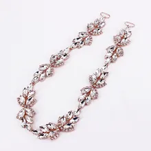 Роскошное розовое золото ручной работы горный хрусталь пояс DIY свадебное, бальное платье пояс тонкая Свадебная повязка для невесты