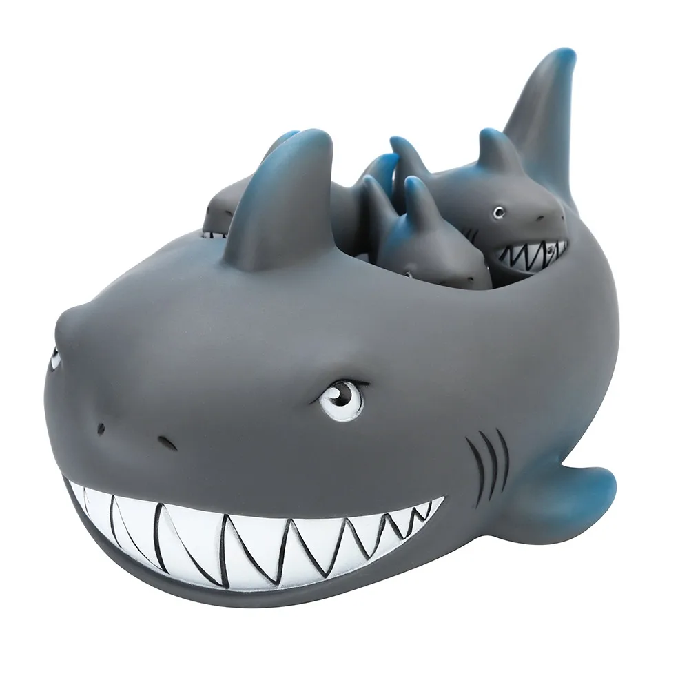Shrilling Rubber Cute Shark Family Bathtub Pals Floating Bath Tub Toy For Kids Children's products good-looking Bath toys