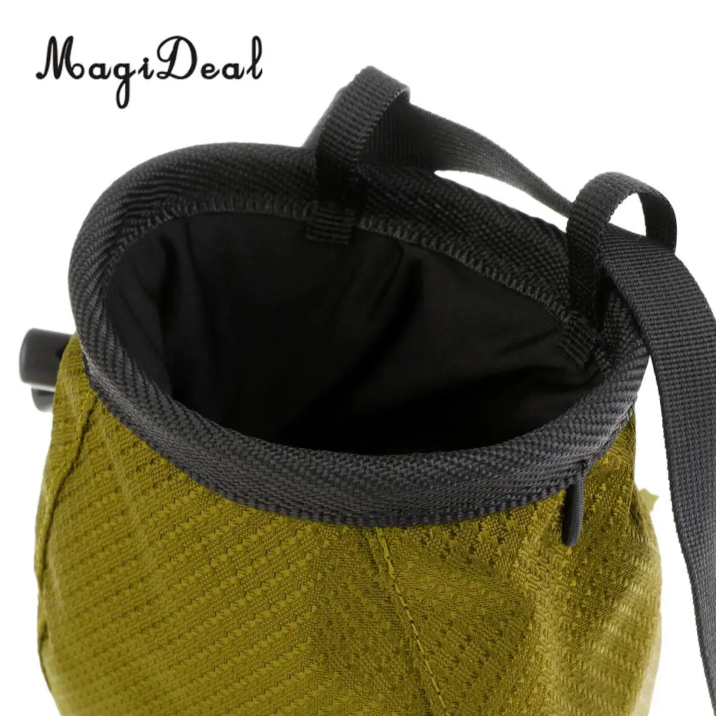 MagiDeal Cylinder Chalk Bag Pouch for Rock Climbing with Drawstring Corded Closure and Waist Belt