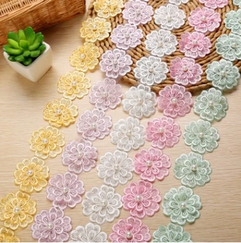 

New color beaded double-layer transparent hard yarn lace wedding dress crafts Accessories 5yards/pack