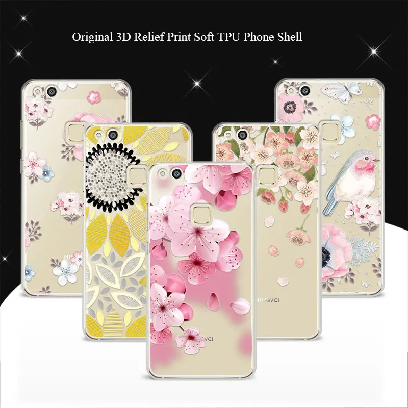 

For Huawei P10 Lite Case Cover 5.2" 100% Genuine 3D Relief Print TPU Soft Phone Cases Coque For Hawei P10 Lite P10Lite Lace Capa