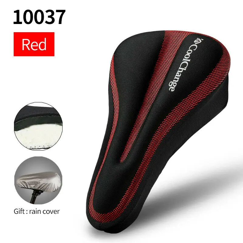 10037 Red Мягкие велосипедное седло Pad удобные силиконовые Велоспорт Подушка, чехол для сиденья Чехол для MTB дорожный велосипед Горный - Цвет: 10037 Red