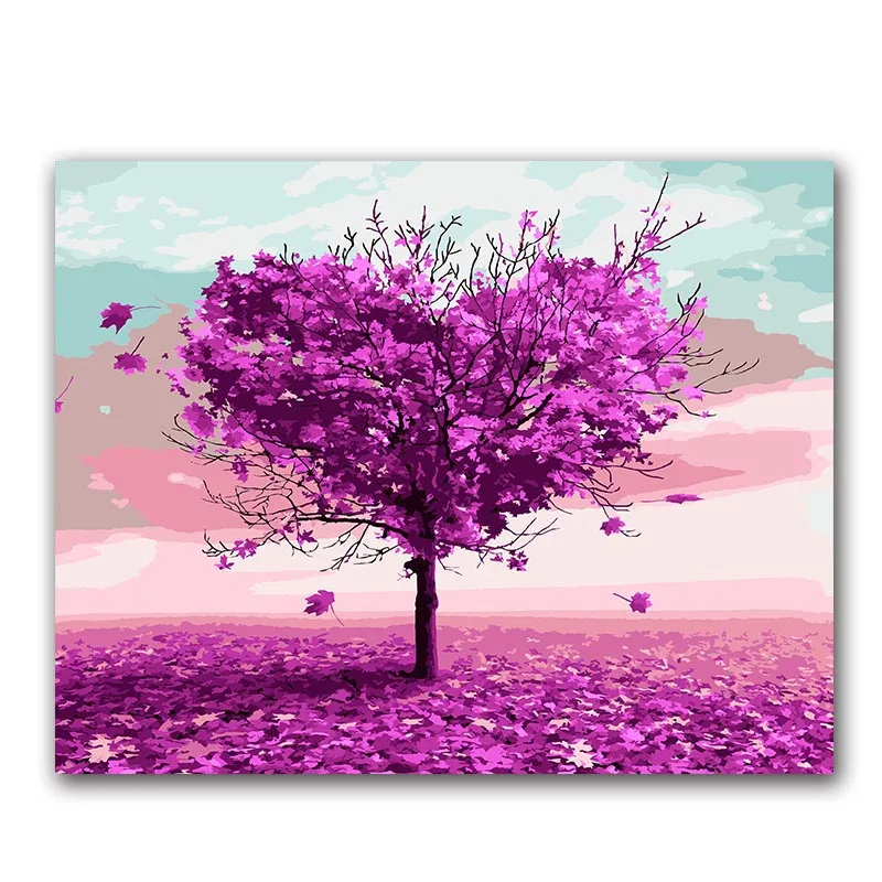 

Colorings by numbers Love trees scenery modular canvas paints pictures draw by numbers with kits handmade gift for hoom decor