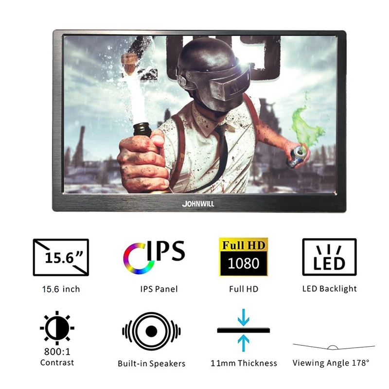 Игровой монитор для ноутбука с ЖК дисплеем 15 6 дюйма портом CNC IPS 1920x1080 2 мини