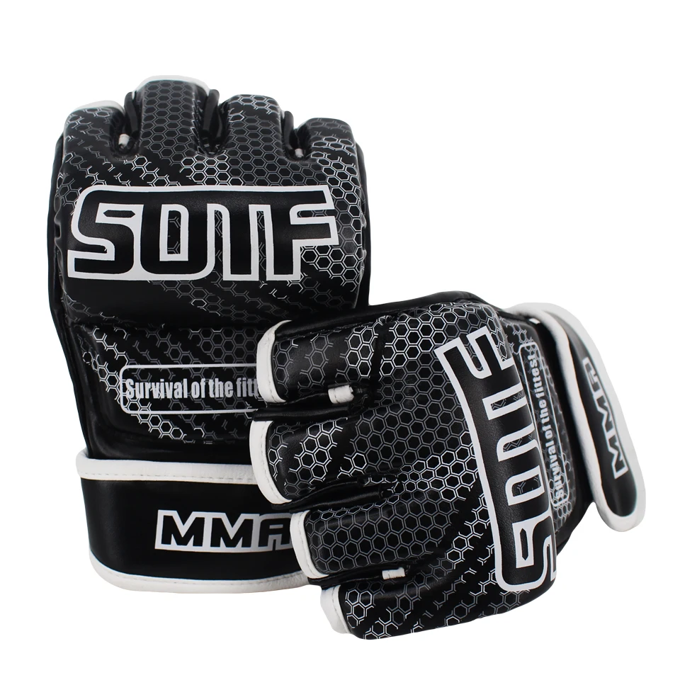 SOTF черные геометрические тренировочные боксерские MMA Перчатки Тигр Муай Тай