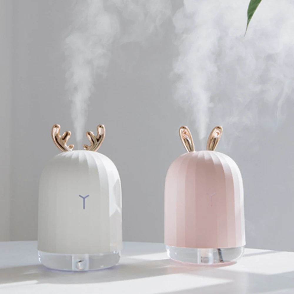

220ML Deer Ultrasonic Air Humidifier Fogger Mist Maker Aroma Essential Oil Diffuser for Home Car USB with LED Night Lamp