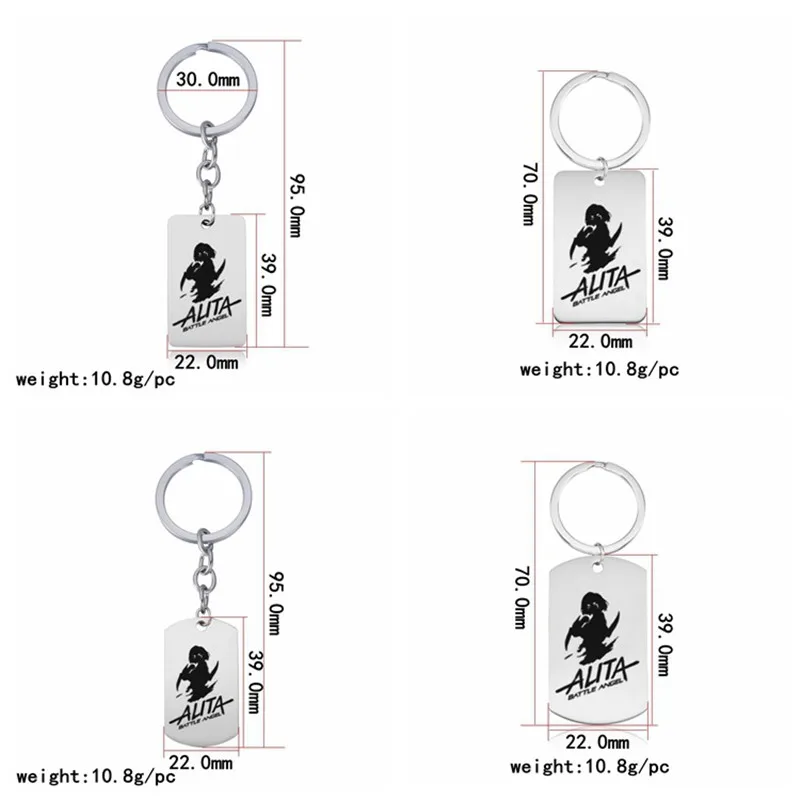

2019 new Alitai Battle Angel Keychain fashion jewelry Stainless Steel Alita Finger Holder Keyring Sexy Badge