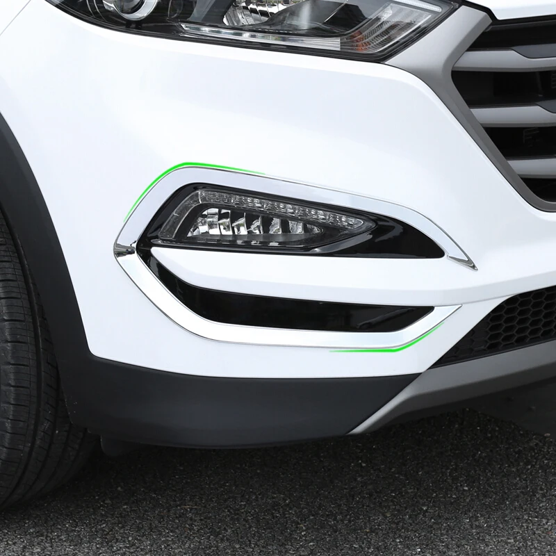 

For Hyundai Tucson 2015-2018 ABS Chrome Car front fog lamp eyebrow Decoration frame Cover Trim Exterior Accessories 2pcs