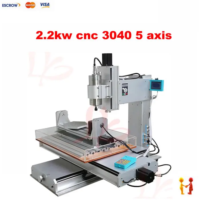 Трехмерная 5 оси мини фрезерный станок с ЧПУ 3040 фрезерный станок 2.2KW отрезного станка с ЧПУ Высокоточный шариковый винт Таблица
