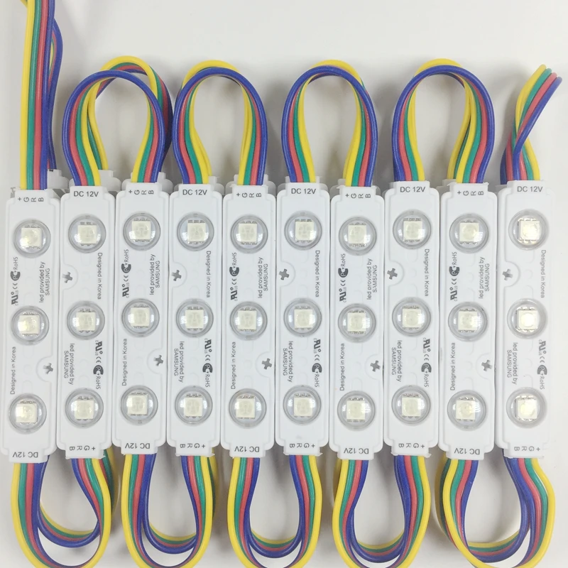 US $271.50 injection with lens RGB LED module SMD 5050 waterproof LED advertising light module RGB DC12V 15W 3 led IP65 ABS Material
