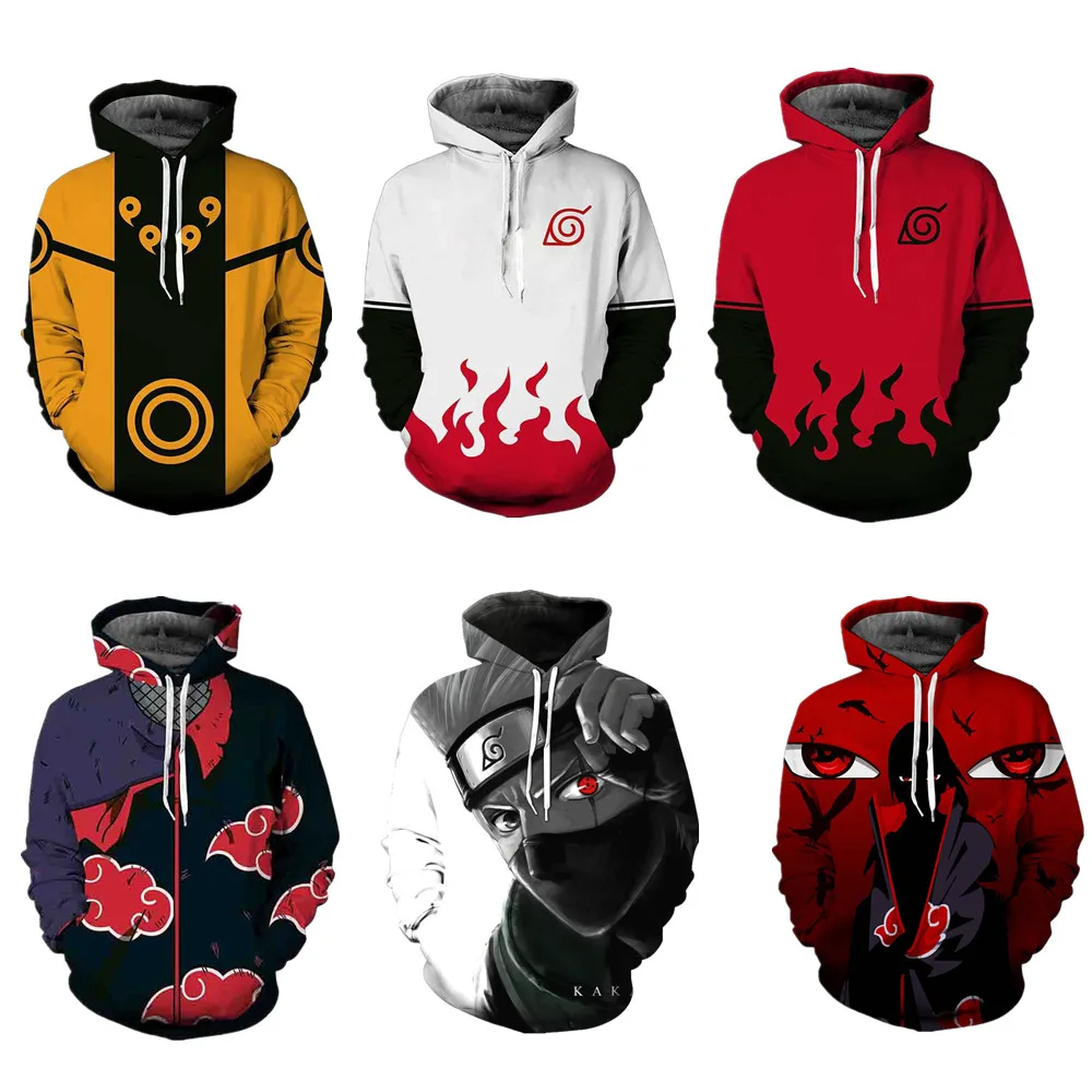 

3D Print Spring Autumn Zipper Hoodies Unisex Sweatshirt Naruto series Cosplay Costume Halloween Casual Hooded Tops Costumes