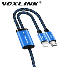 

VOXLINK 2 IN 1 USB Cable Micro 8Pin USB Charging Data Cable For iPhone x 8 8plus Samsung HTC Huawei Xiaomi 2A USB Type C Cable