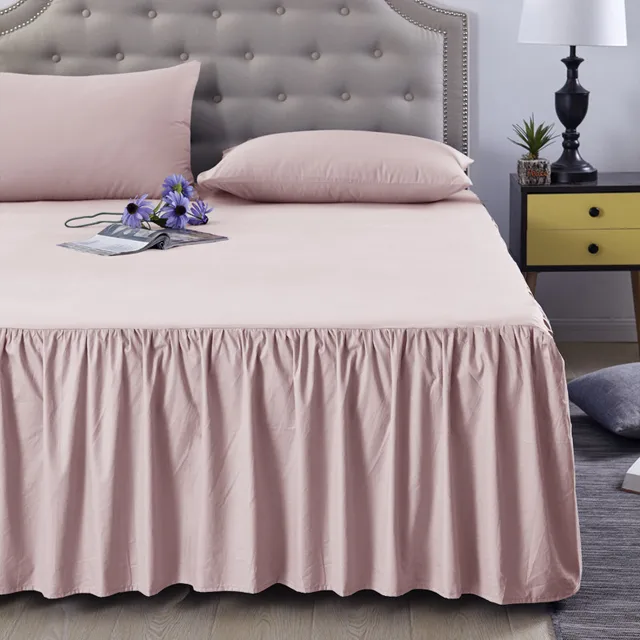 3pc Bed Ruffle Skirt with 2 Pillow shams (Full,Pink) Cotton Bed Wrap