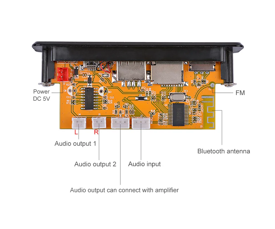 AOSHIKE MP3 декодер доска 5 в беспроводной Bluetooth 5,0 аудио усилитель мощности MP3-плеер автомобильный аудио USB TF fm-радио