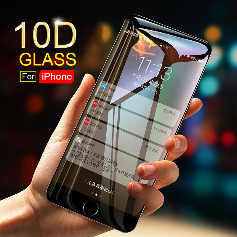 10D полное Защитное стекло для IPhone 6 6s 8 7 Plus закаленное крышка айфон плюс защита