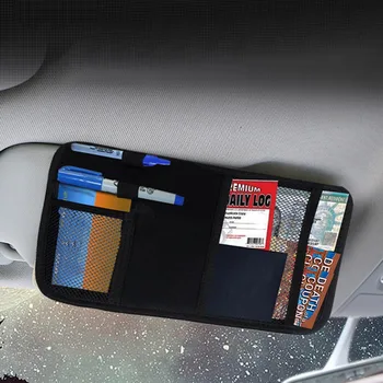 

New Car Sun Visor Organizer Storage Bag Box Card Holder Universal Car Tools Cardholder Multi-Function Glasses Pen Document Clip