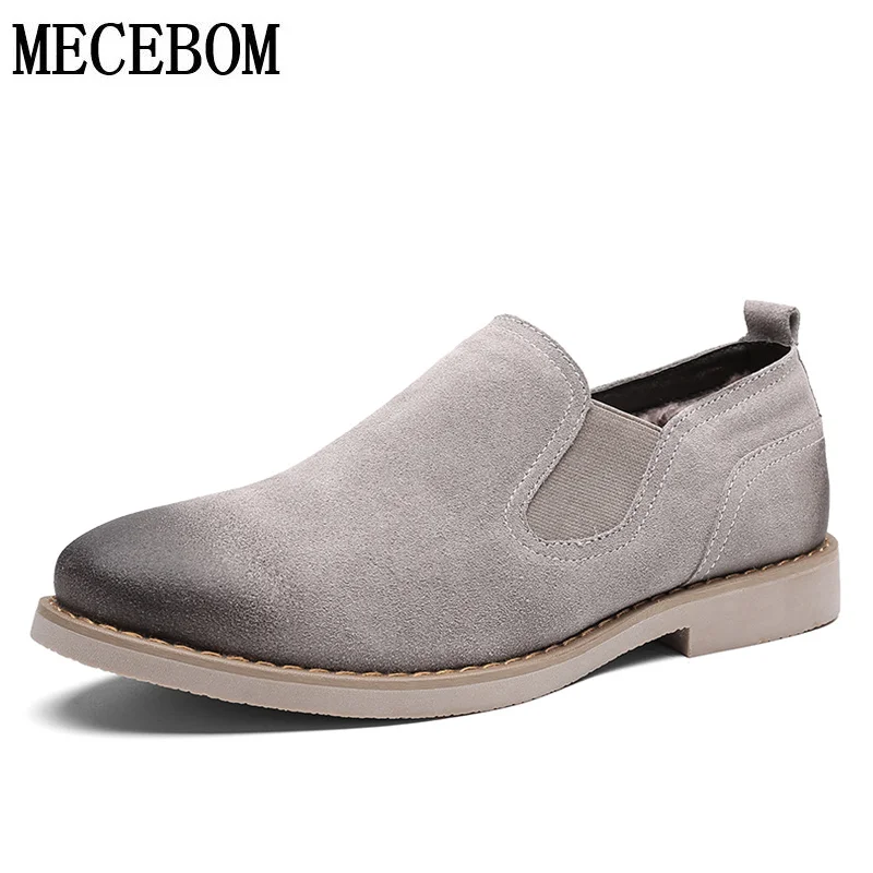 

Men's chelsea shoes nubuck leather slip-on boat shoes winter fur comfortable casual shoes quality flat footwear size 38-44 d99m