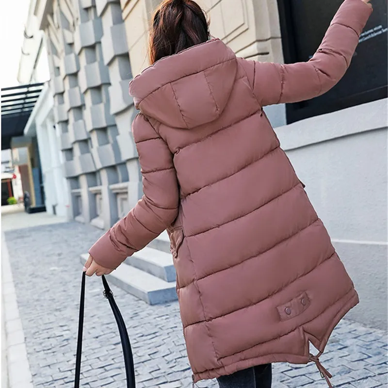 2019 Winter Cotton jacket Women Parkas Thicken Warm Hooded Top Plus size Fashion Students Cotton-padded jacket Long Coats Female