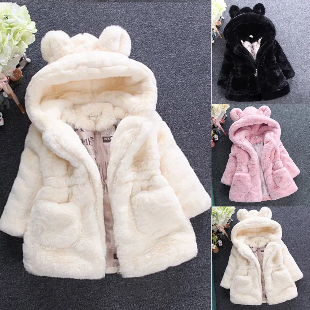 LONSANT/пальто для малышей; детские куртки; сезон осень-зима; плотная теплая одежда для девочек; пальто с капюшоном и милыми заячьими ушками; куртка-плащ; модная верхняя одежда