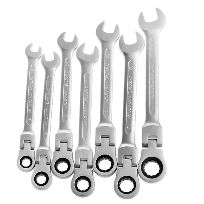 

Chromed Gear Wrench Flexible Head Combination Ratcheting Action Spanner 8-14mm