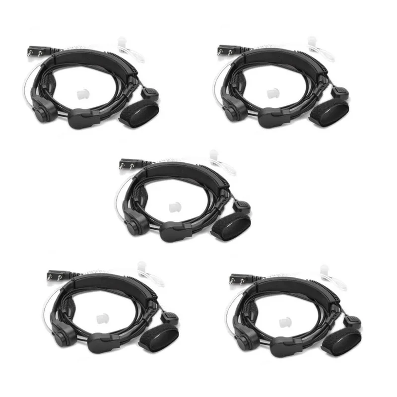 

Lot 5PCS 2 Pin Heavy Duty Flexible Throat Controlled Finger PTT Mic Air Tube Headset for Kenwood Baofeng UV-5R TYT CB Ham Radio