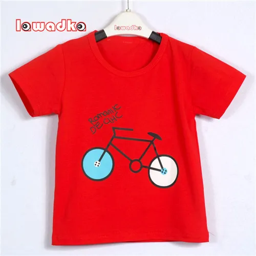 Спортивная футболка для маленьких девочек и мальчиков, футболки с короткими рукавами и рисунком велосипеда для мальчиков, летняя хлопковая детская одежда - Color: Red