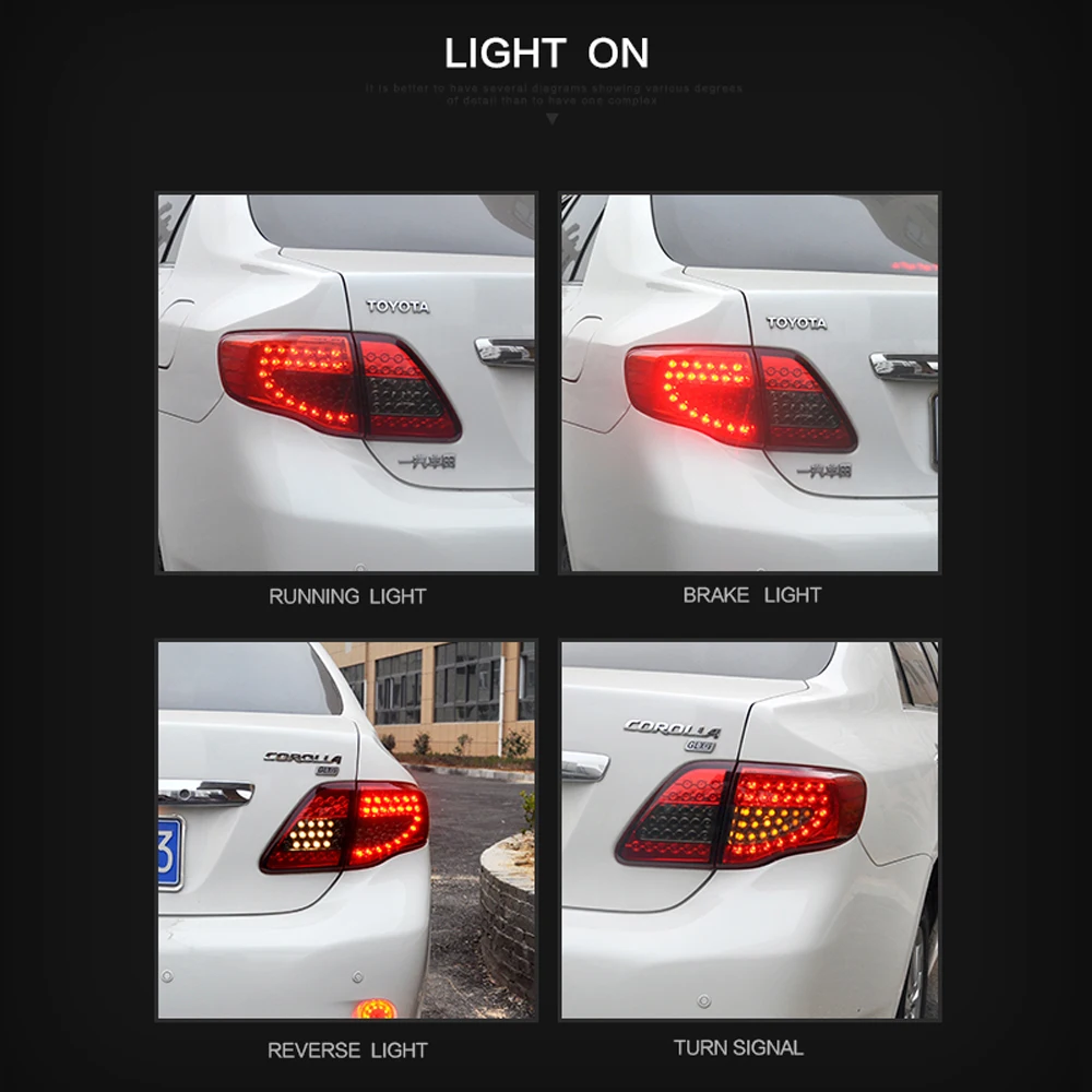 LS светильник светодиодный задний в сборе для Toyota Corolla 2009 2010 дневные ходовые огни s