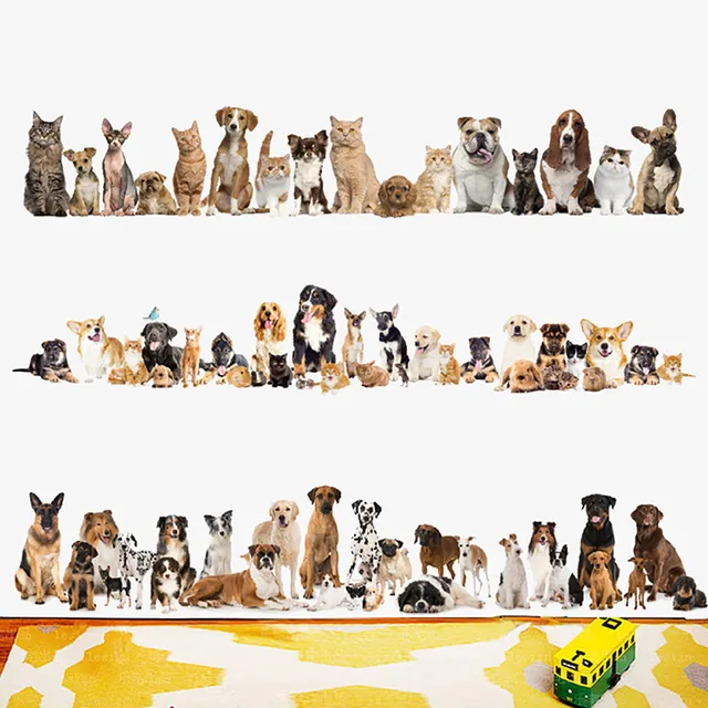 dogs cats baseboard wall stickers pvc art wall decals adhesive art
