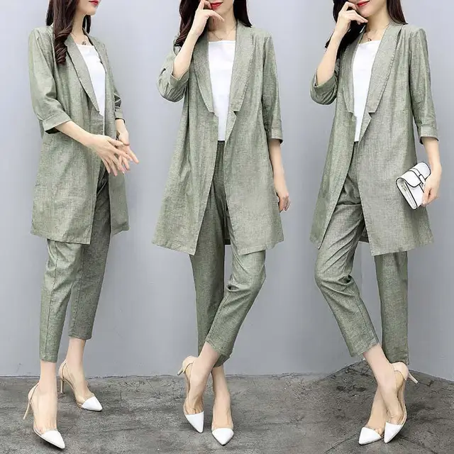Buy NFIVE Brand 2018 Women's Thin Cotton Linen Suits
