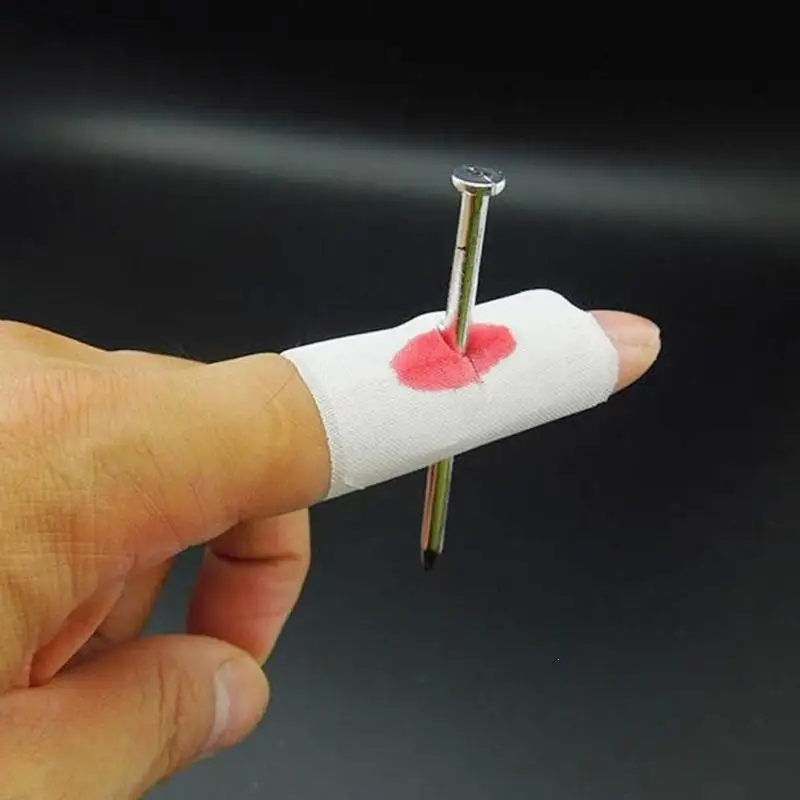 Prank Joke Toy Fake Nail Through Finger Trick Halloween Props Kids