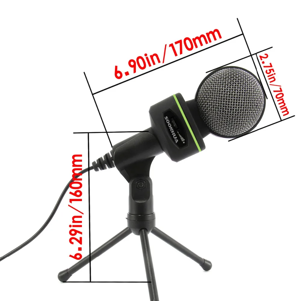 Real SOONHUA Pro Audio Studio USB конденсаторный микрофон с штативом, настольный микрофон с шумоподавлением для компьютера