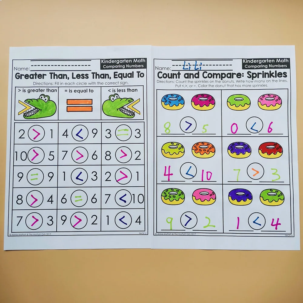 Matemática do Jardim de Infância Lição de Casa Material de Aprendizagem Comparando Números Papel Inglês Prática Leitura Livro Crianças Montessori Workbook Mod. 256431 7 Online shopping