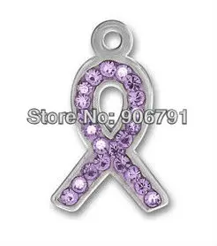 

100PCS pewter lavender crystal ribbon charm(H105946)