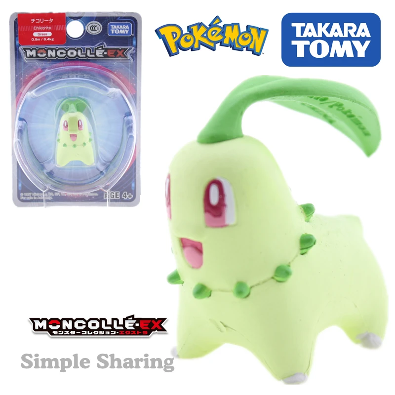 

Takara Tomy tomica Pokemon figures MONCOLLE EX31 Mini Pocket Monster anime Figure Chikorita mould hot pop baby toys