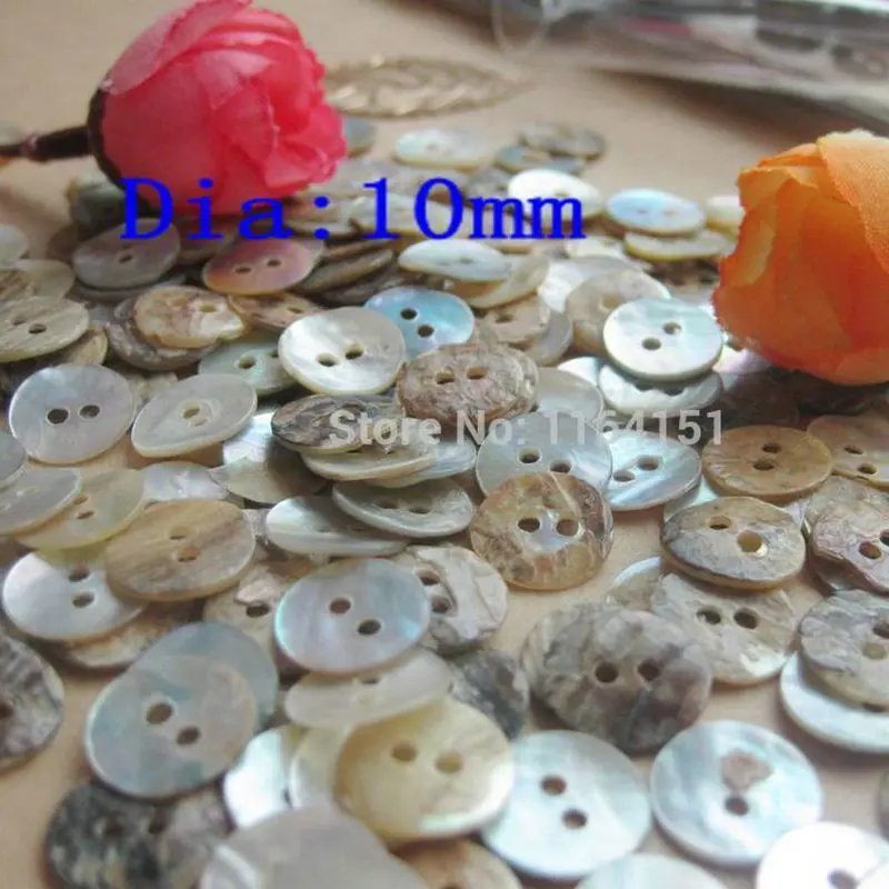 100 pcs/lot 10mm fashion natural White mother of pearl shell button with 2 holes shirt button Sewing Scrapbooking