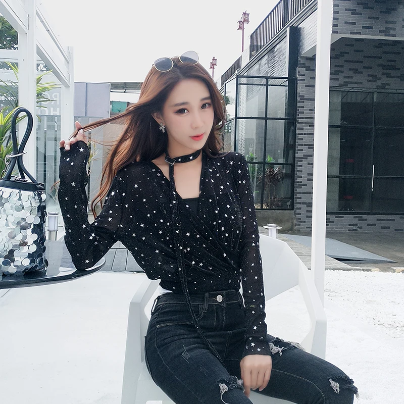 

2019 Spring Summer clothes New korean style women Tailored feminization T-shirt tulle lace tops