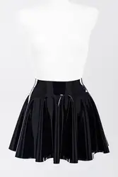 Черный латекс платье юбки солнце flare юбка из латекса пикантные латекс ткань для Для женщин