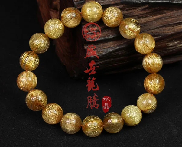 

Natural rutilated titanium crystal bracelet male women's lucky evil white collar