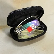 Новые металлические складные линзы с асферическим покрытием, очки для чтения с защитой от излучения, удобная сумка на молнии для мужчин и женщин, очки для пожилых людей