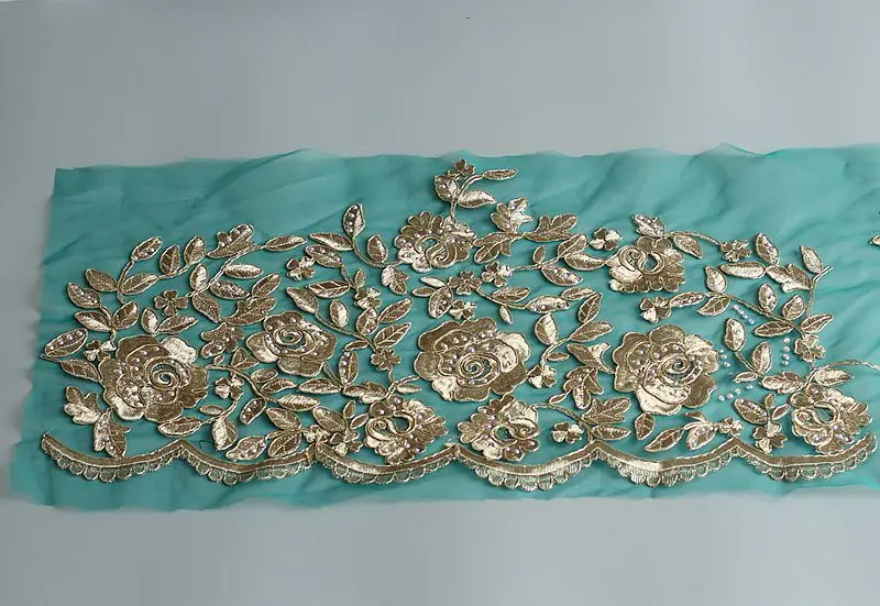 

gold Lace Trim High Quality Wedding Lace Trim Embroidered Retro Lace Bridal 11.03'' Wide
